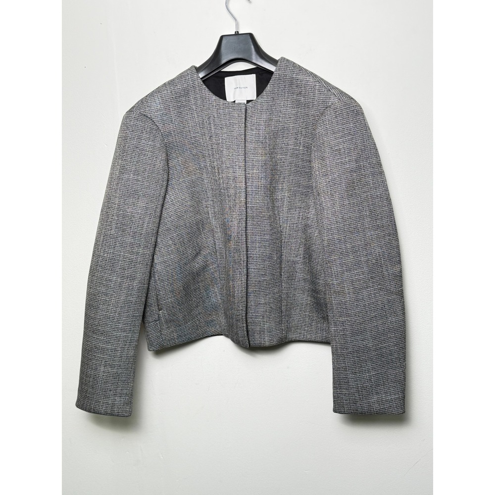Boxy Jacket Blazer Women S Black White Grey Snap Front Cropped - Picture 1 of 9
